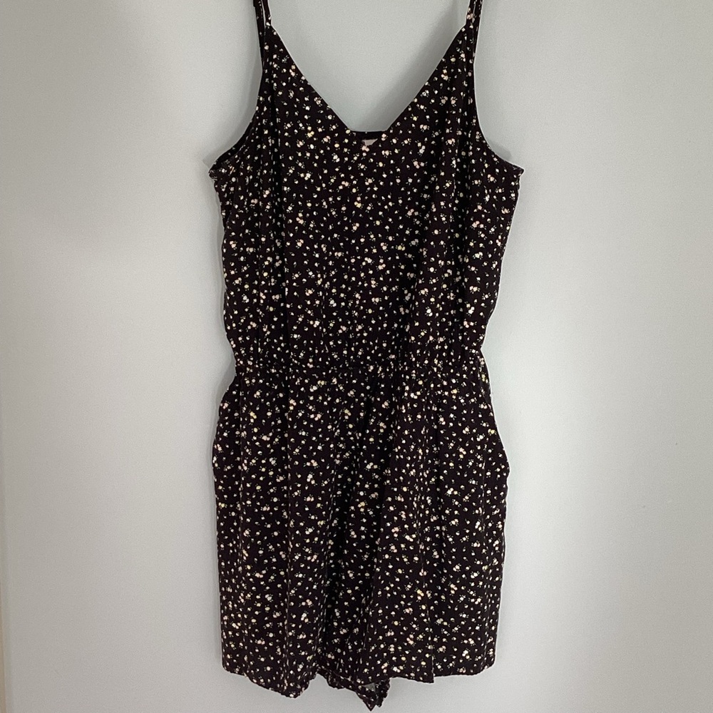 Divided Black Floral Romper Size Medium
